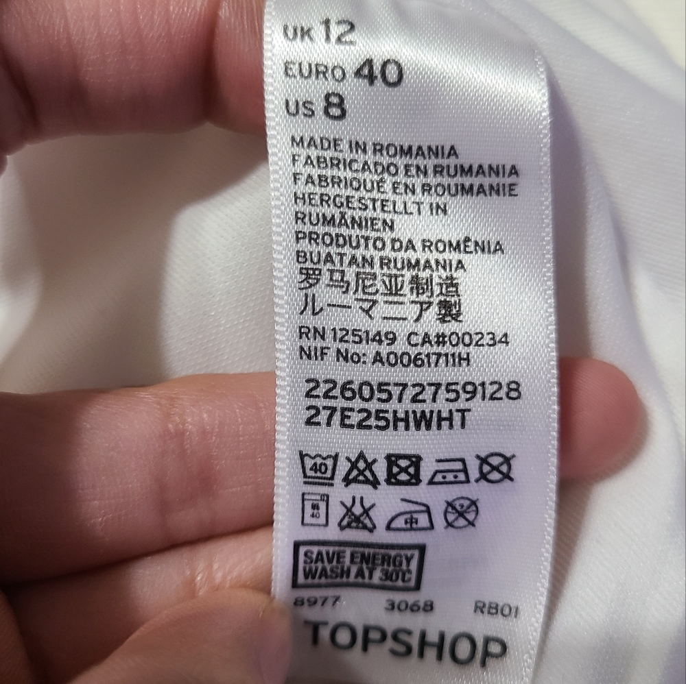 TOPSHOP Women's White Scalloped Mini Skirt sz 8 - Picture 5 of 5